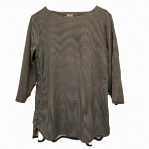 𝅺CHICO'S 3/4 sleeve herringbone pattern hi/low hem top size M
